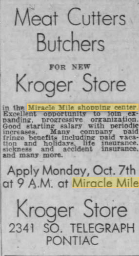 Miracle Mile Shopping Center - 1957 Ad Opening Year (newer photo)